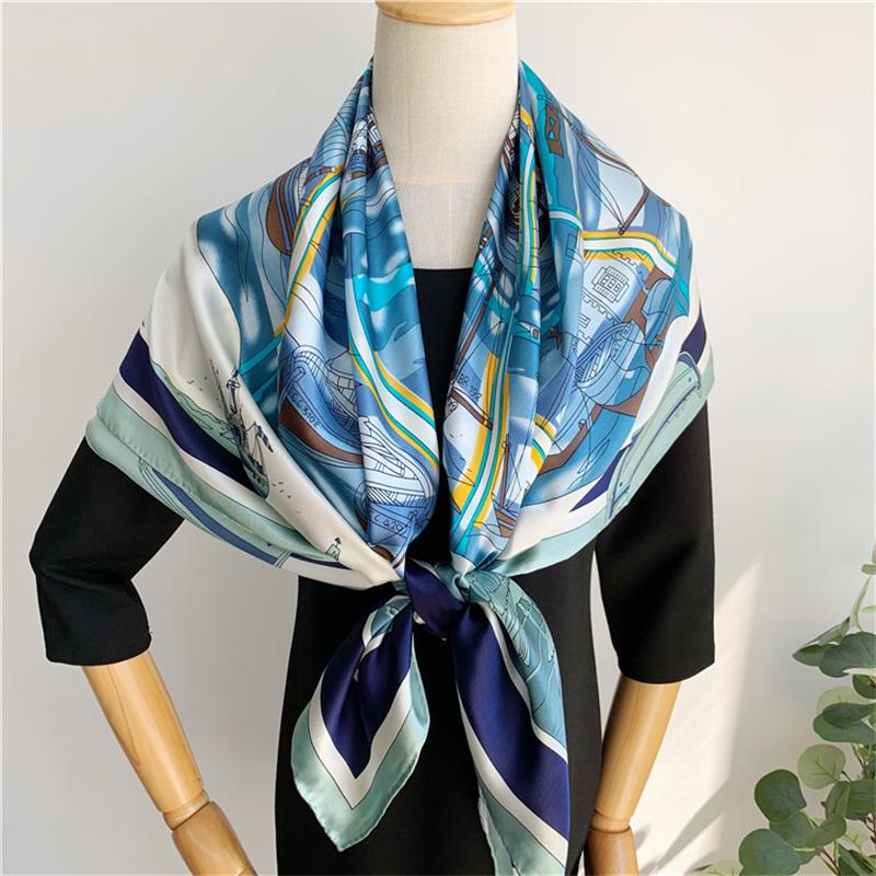 110*110 см квадратный шелковый шарф женский модный принт маленький шейный платок офисный женский пояс для волос носовой платок женский платок шаль шарф