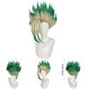 Dr Stone Ishigami Senkuu Cosplay Wig With Green Gradient Short Hair For Character Role Play