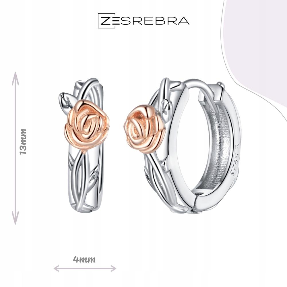 Delicate S925 Earrings With -Plated Rose, Rose Flower, Twig