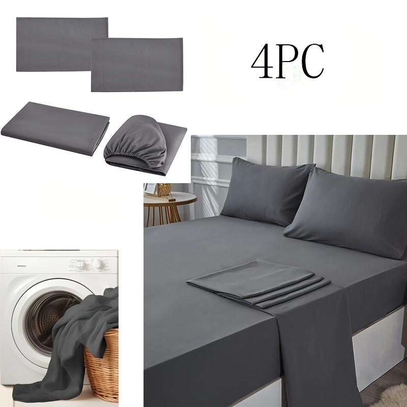 4pcs Bed Sheet Set Dust Proof Bedsheet Skin-friendly Soft Breathable Flat Sheets Anti Slip Fitted Sheets Mattres Protector Set Bedding Sets