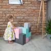 KiddyMoon Soft Foam Cubes Building Blocks 14cm for Children, 9 Pieces, Mix: Light Grey-dark Grey-pink-mint