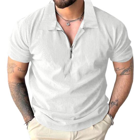 Мужская футболка с застежкой-молнией и лацканами, однотонная, с короткими рукавами, повседневная, свободная, летняя футболка для гольфа, уличной одежды, пляжа, путешествий