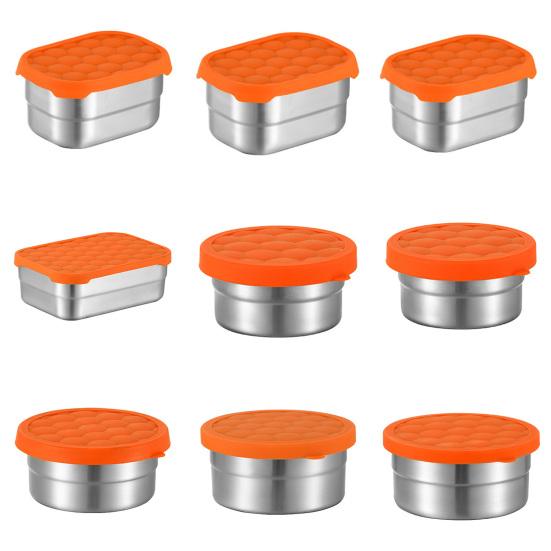 Контейнеры из нержавеющей стали для закусок для детей, герметичный контейнер для еды для малышей с силиконовыми крышками, складной металлический ланч-бокс для школы и детского сада