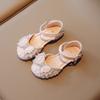Summer Girl Rhinestone Bowtie Sandals Bling Princess Pearl Dress Shoes Children Flat with Kid Baby Dance Party Shoes Hook & Loop
