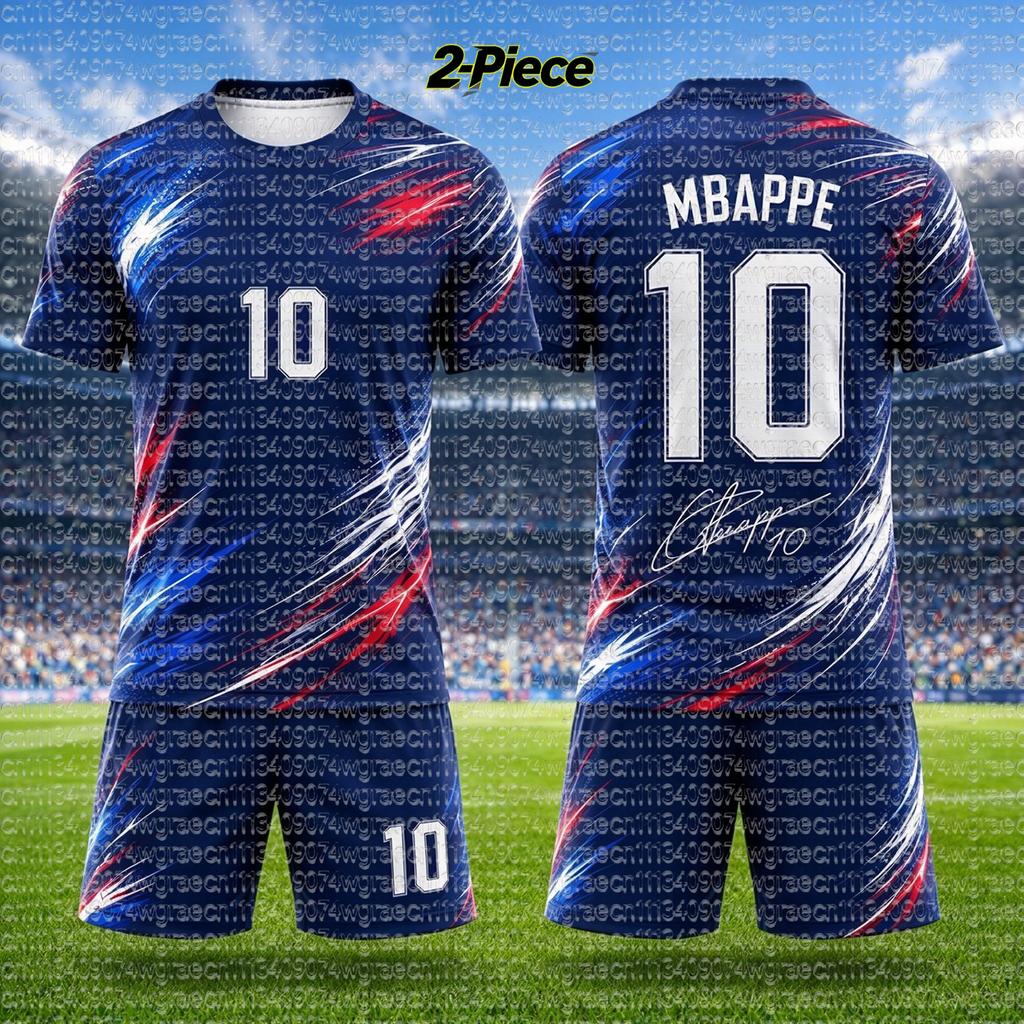 2026 Special NO.10 Mbappé Fan Football Jersey Tee Shorts Set Kids France Fans Shirt and Shorts,Single Top Available,2 Piece Set