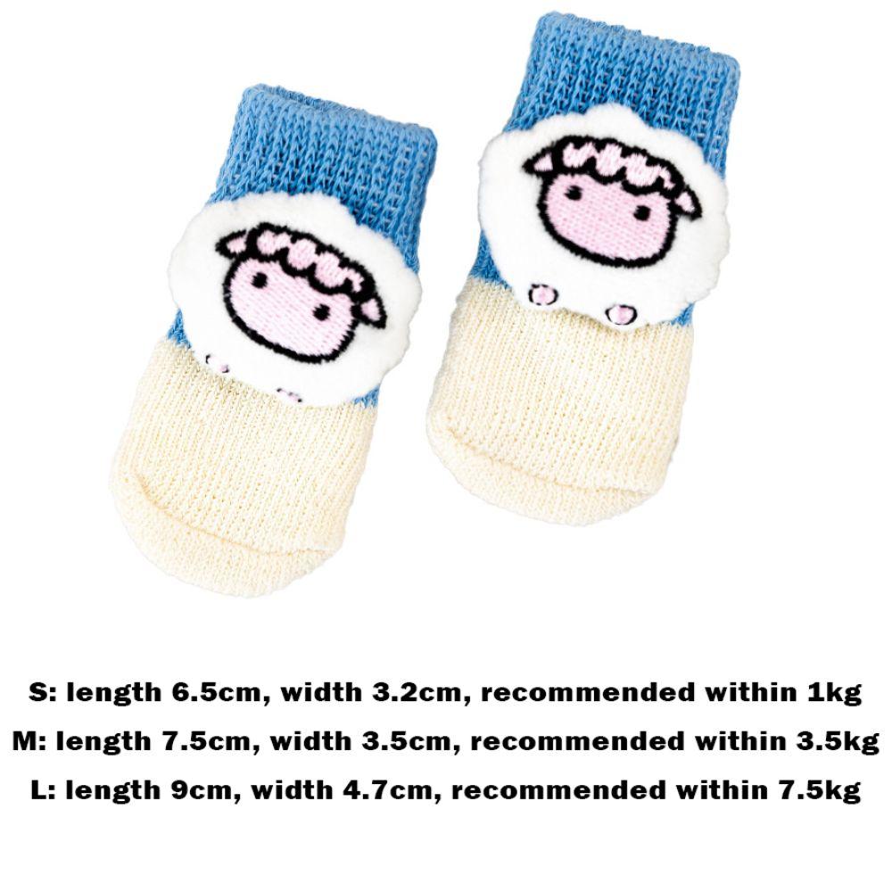 4pcs Knitted Dog Socks Cartoon Pet Dog Accessories High Quality Pet Socks