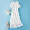Plus Size White Lace Midi Dress - Waist-Slimming, Fairy Style, Summer 2023