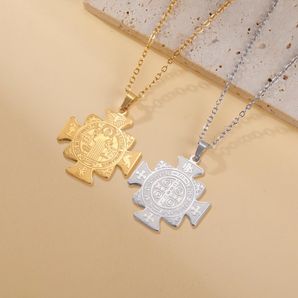 Колье с пентаграммой Святого Бенедикта из нержавеющей стали с изображением ведьминского узла, религиозное украшение с символом тетраграмматона для защиты.