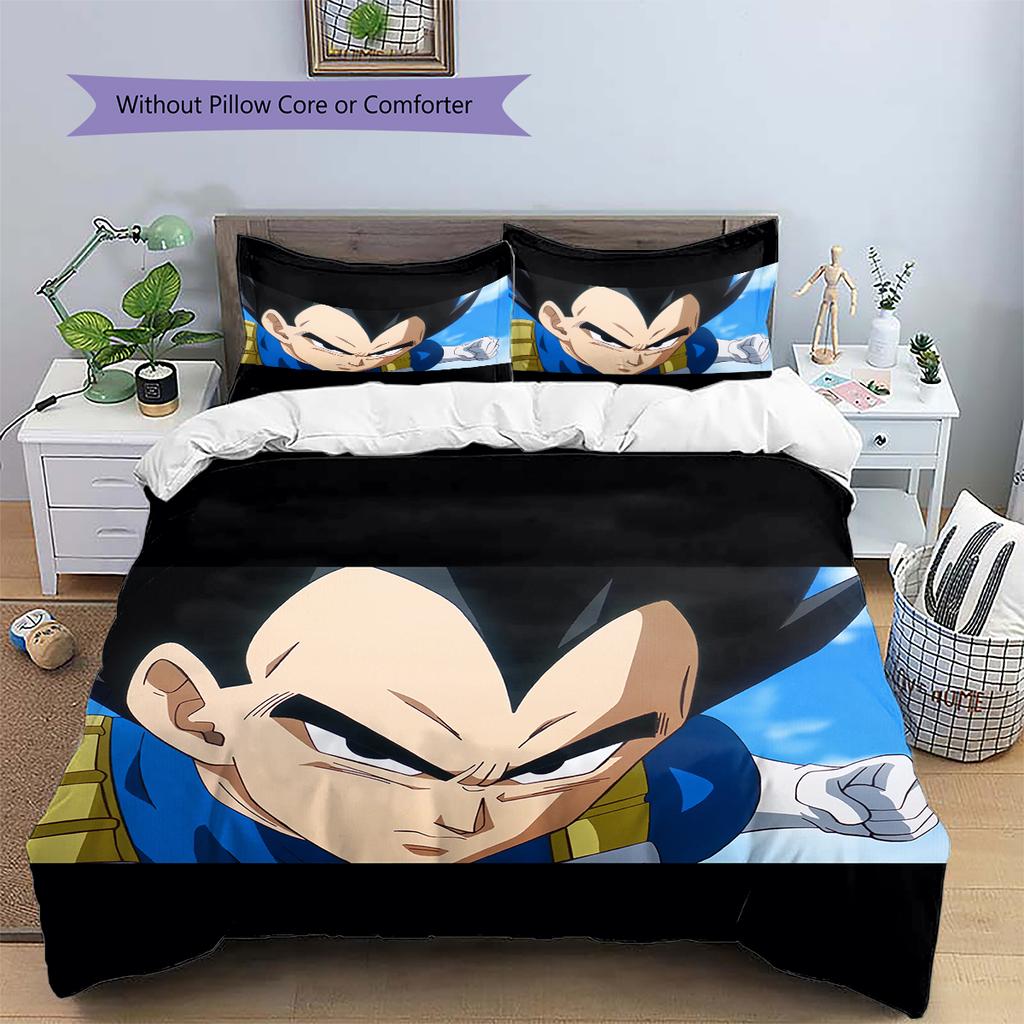 Vegeta Dragon Ball Pattern Bedding Home Decoration Birthday Gift (1 * duvet cover + 2 * pillowcase, without core)