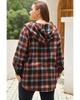 Azura Exchange Red Plus Size Plaid Kangaroo Pocket Drawstring Hoodie