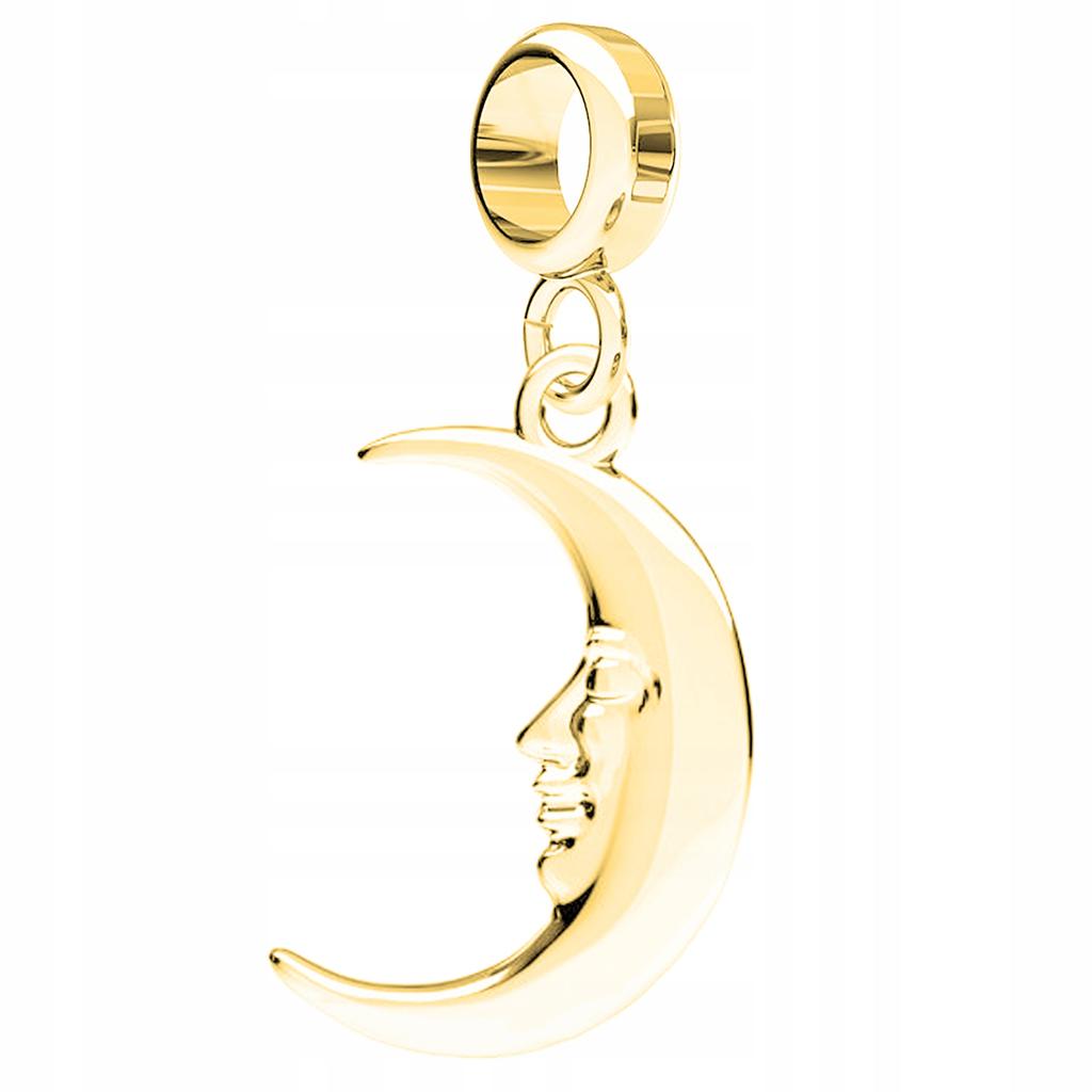 Gold Crescent Moon Face Charms Silver 925
