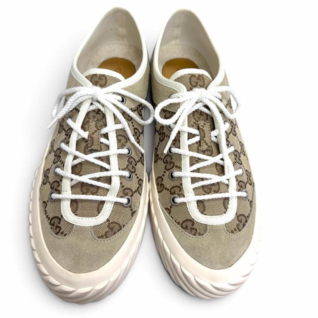 Excellent GUCCI Low cut sneakers beige GG canvas mens 8 738992 Used