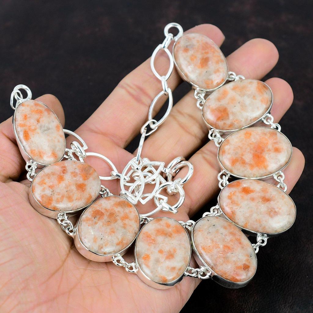 Ожерелье из солнечного камня, ожерелье из стерлингового серебра 925 пробы, регулируемое ожерелье-цепочка, ожерелье ручной работы из настоящего драгоценного камня, подарок для подруги, антикварные ювелирные изделия