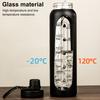 Glass Water Bottle with Silicone Sleeve Time Marker 1000ml Leakproof Borosilicate Water Cup for Sports Fitness Office BPA-Free Hot Cold Drinks Gift