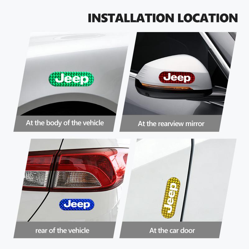 AJW7 Car Reflective Strip Waterproof Door Bumper Warning Sticker For Jeep Cherokee Patriot Liberty Wrangler JK JL Commander