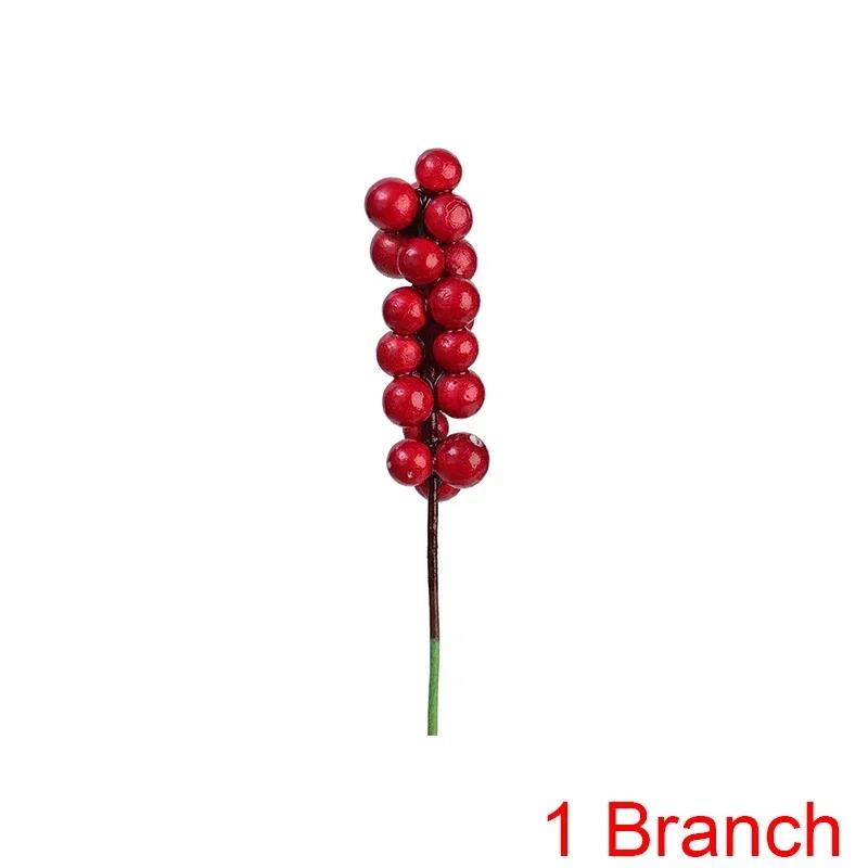 60/1 шт. Искусственные красные ягоды, ветки, рождественские ягоды падуба, тычинки, растения, цветы, венок, рождественские елочные украшения, декор для дома и вечеринки