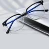 Elegant Men's Classic Vintage Half-Frame Glasses Sleek Black Anti-Blue Light PC Lenses for Computer Use Durable Metal
