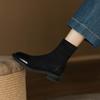 Krazing Po микрофибра Флок Зима Круглый носок Размер 33 Ботильоны Челси Размер 43 Молния Мода Низкий каблук Стрейч Ботильоны