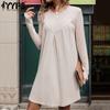 Women's Fashion Spring Fall Solid Color Print Long Sleeve O-Neck Casual Dresses