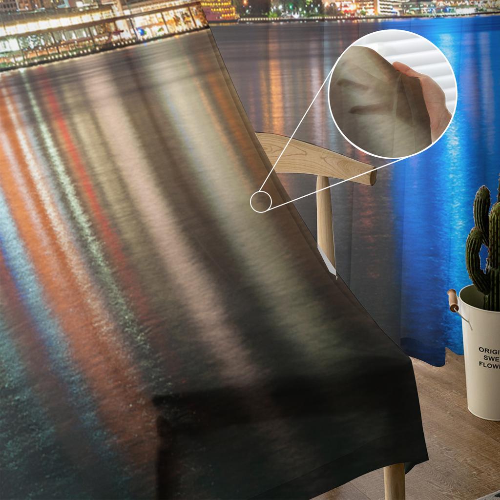 Nightscape Of American Cities Chiffon Sheer Curtains for Living Room Bedroom Home Decoration Window Voile Tulle Curtain Drapes