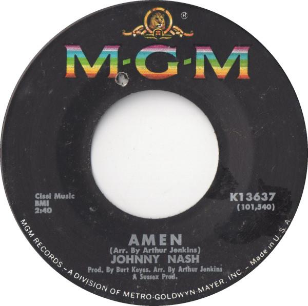 7-дюймовая пластинка JOHNNY NASH Amen Perfumed Flower K13637 MGM 1966 США SoulFunk Б/у