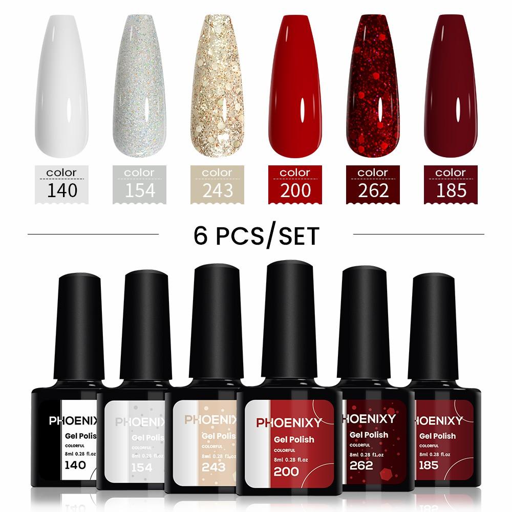 PHOENIXY 6/10/12/13/18/20 шт., набор цветных гель-лаков для ногтей, набор гелей для замачивания с чистым цветом для дизайна ногтей, стартовый набор для начинающих, сделай сам дома