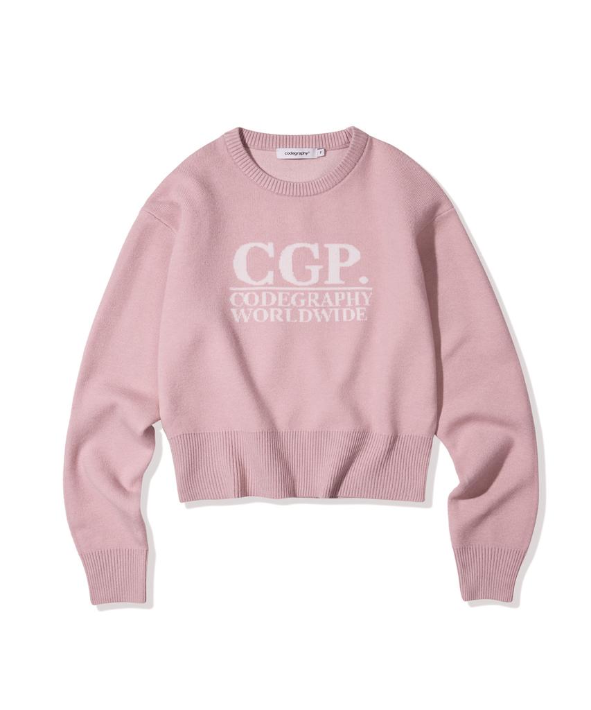 CGP (женщины) Вязаный джемпер CGP с квадратным логотипом_Бледно-розовый