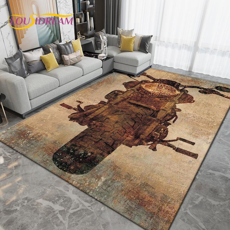 Ретро винтажный мотоциклетный коврик, большой ковер, ковер для гостиной, спальни, дивана, кухонный коврик для ванной комнаты, нескользящий напольный коврик в подарок