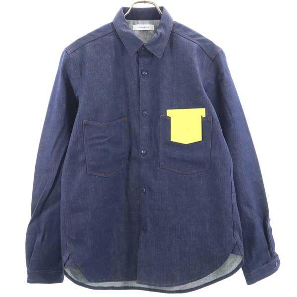 Unused Johnbull Long Sleeve Denim Shirt 40 Indigo Blue Eye Work Shirt Men's Used