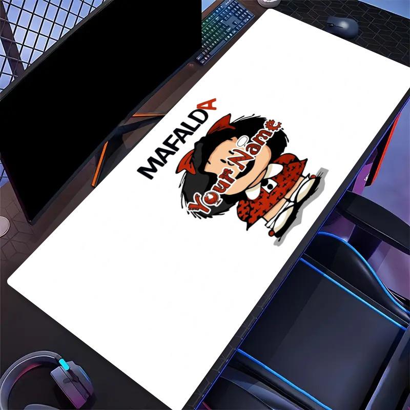 Retro Cartoon Girl Name Custom Name Large Size Mouse Pad Gaming Table Cushion Nonslip Laptop Tablet Big XXL Mat Mini PC Playmat With Lock edge