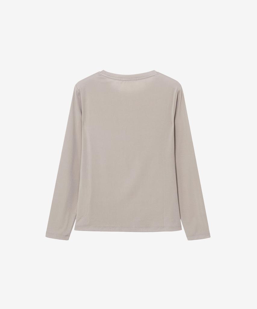 BASIC HOUSE Women'S Regular Fit Crew Neck Long Sleeve Tee Dark Beige Lzts3215