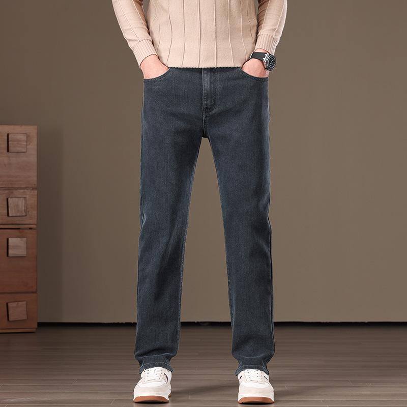 JYL Новые эластичные универсальные широкие модные джинсы мужские прямые толщина