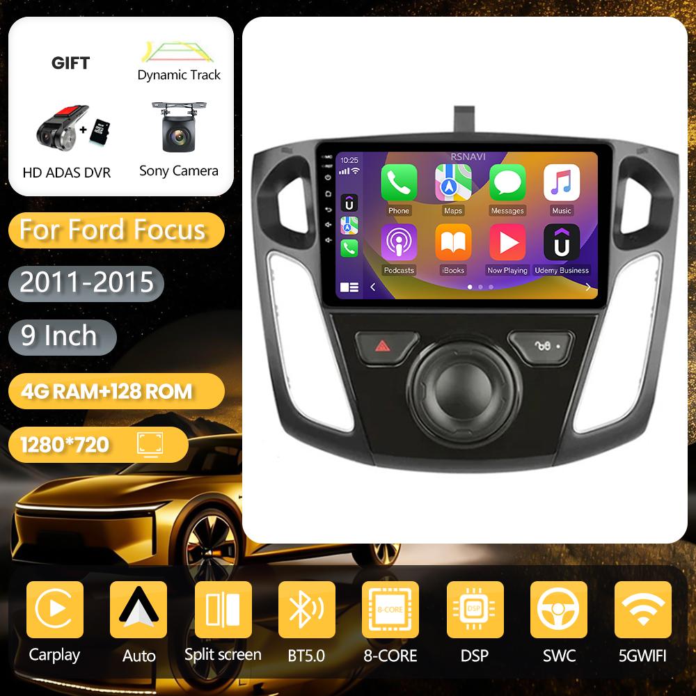 Android 16 pour Ford Focus 3 Mk 3 2011-2019 Carplay Auto Autoradio Head Unit DSP BT Lecteur Multimédia Snapdragon