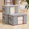 Visible Large Capacity Storage Box Portable Household Clothes Organizer with Handles Foldable Dustproof Quilt Zipper Container