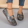 Ladies Shoes On Sale 2024 New One Kick Women's Flats Spring Autumn Round Toe Chain Snake Pattern Flat Casual Comfortable Shoes