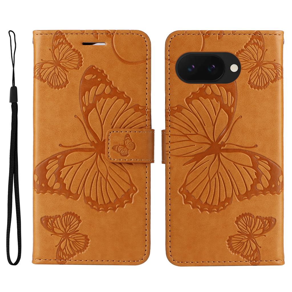 For Google Pixel 9a Wallet Case Floral Butterfly Imprinted Leather Phone Cover Stand