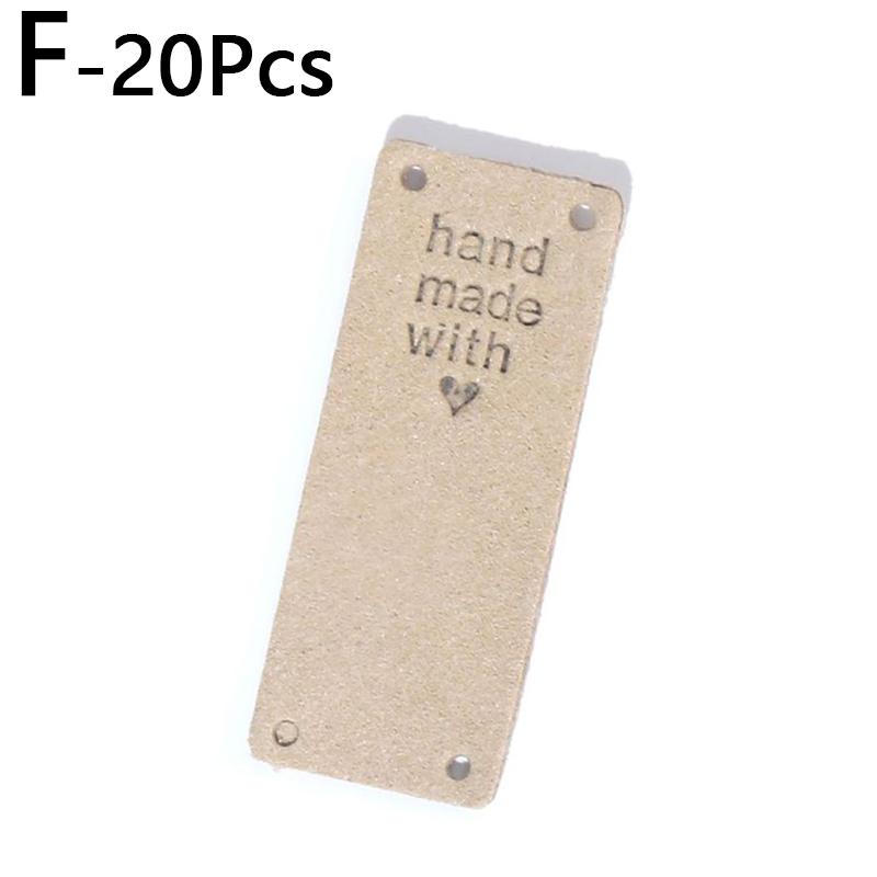 20pcs Handmade With Love For Hat Jeans Bag PU Leather Tags Colorful Sewing Accessories