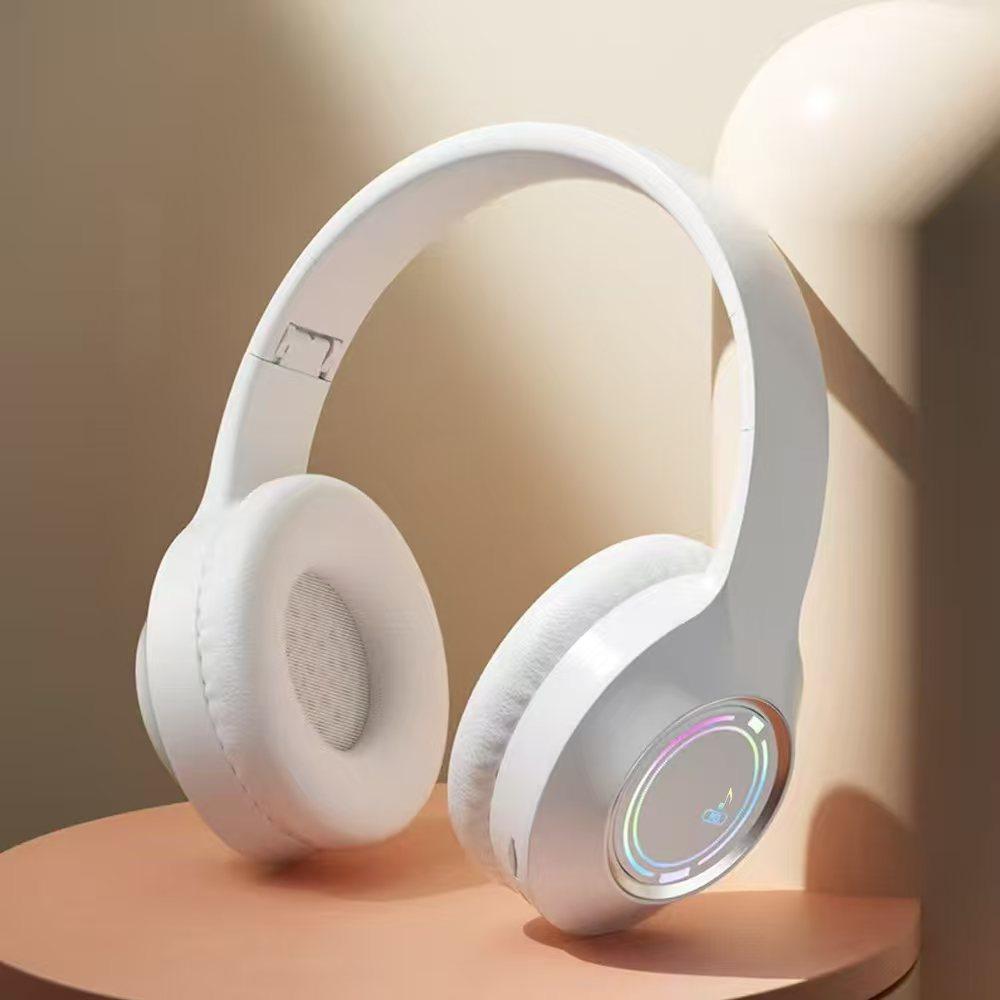 Colorful Light Wireless Bluetooth Headphones Over Ear HIFI Stereo Headsets Sports Gameing Earphones TF/AUX Music Player HD Mic