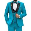 Мужские костюмы 3 предмета Блейзер Жилет и Брюки Комплект Лацкан пик Роскошные смокинги для мужчин для свадьбы Официальные платья Бизн