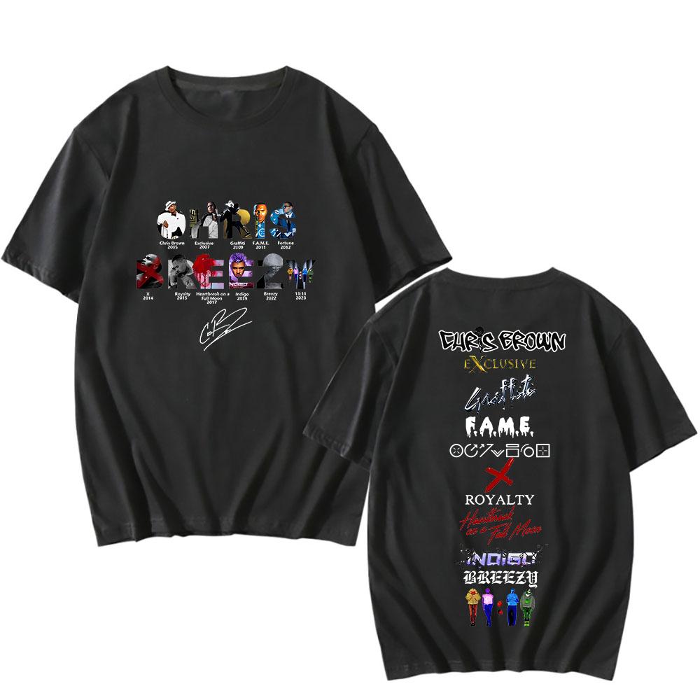 Chris Brown 11:11 Tour T-shirt Short Sleeve Hip Hop Cotton Tee-shirt Funko Pop Grunge Retro Tshirt Sudaderas Casual Punk Clothes