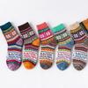 5 Pairs of Winter Mid-calf Socks for Women, Thick Octagonal Flower Socks for Women, and Thickened Rabbit Wool Socks