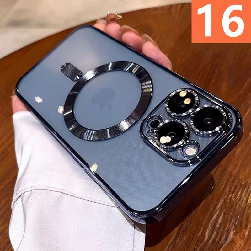 Модный Мягкий Чехол с Покрытием для iPhone 16 15 14 13 12 11 Pro Max Plus Чехол Совместимый для Magsafe Магнитной Беспроводной Зарядки Чехол