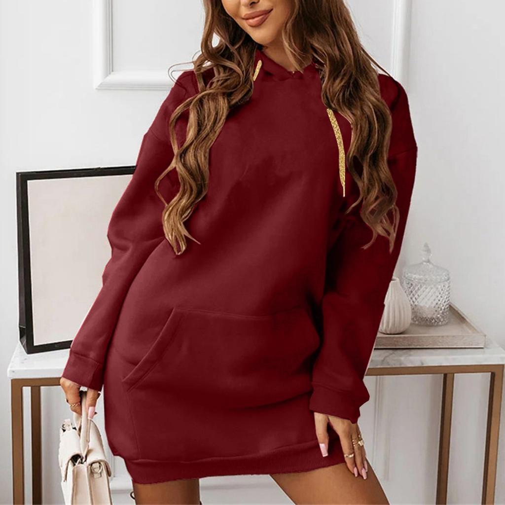 Женское однотонное модное повседневное спортивное худи с длинным рукавом