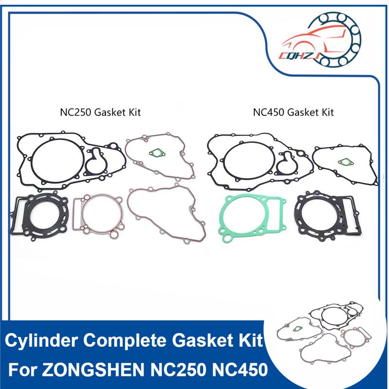 CQHZJ NC250 NC450 Motorcycle Cylinder Complete Gasket Kit Top Bottom Full Engine Pad Seals Set For ZONGSHEN Engine