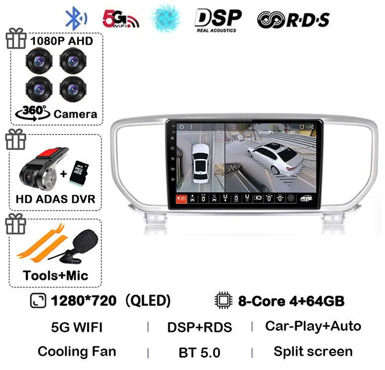 Android 13 Авто Carplay WIFI+4G Для Kia Sportage 4 QL 2018 2019 2020-2025 Автомагнитола Мультимедийный Видеоплеер Стерео 360 Камера BT