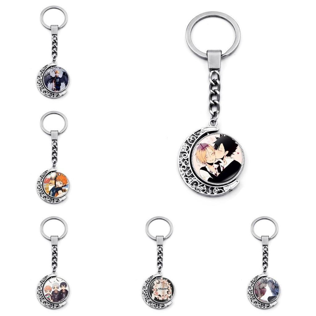 Аниме Хайкю Брелок Вращающийся Кулон Луна Металл Цинковый Сплав Аксессуар для Ключей для Рюкзаков