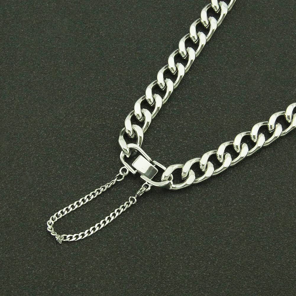 Rockyu Браслет из нержавеющей стали с серебряным и 18-каратным золотым покрытием, стильный толстый 10 мм, хип-хоп аксессуар, мужская цепочка, браслет, цепочка, широкий,