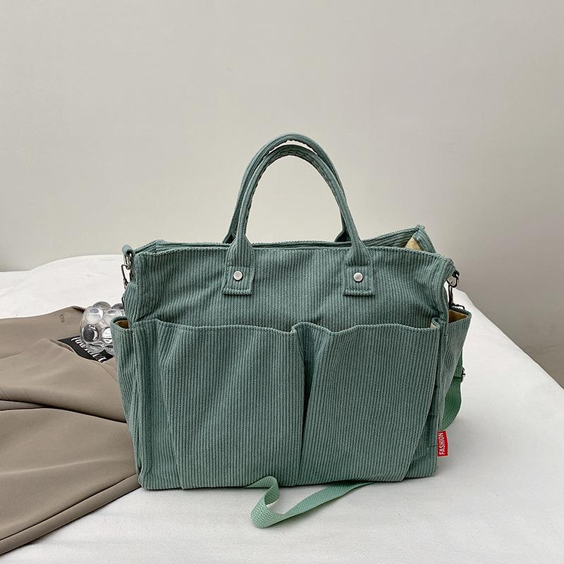 Повседневная простая наплечная сумка-тоут, сумка-мессенджер, женская вельветовая сумка большой вместимости, женская новая сумочка