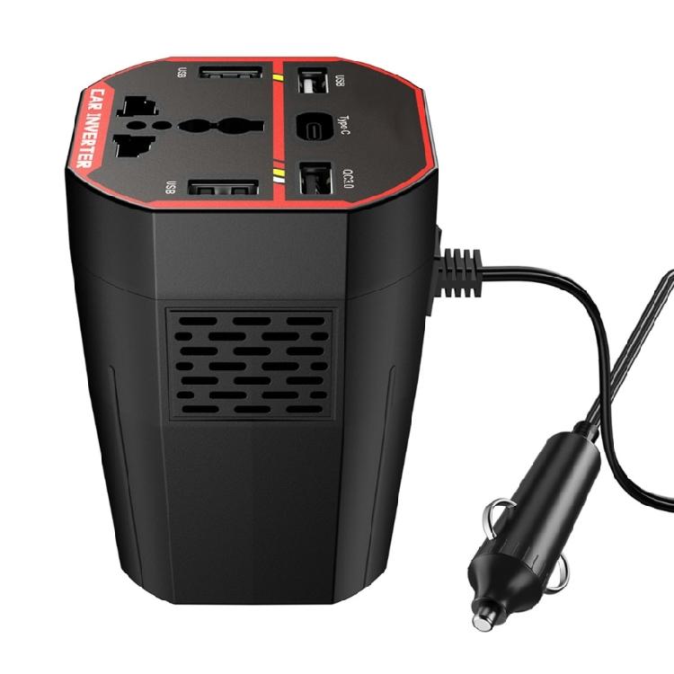 Универсальный автомобильный инвертор 200 Вт с 2 портами USB Type C, DC12V 24V в AC220V, адаптер-прикуриватель для поездок