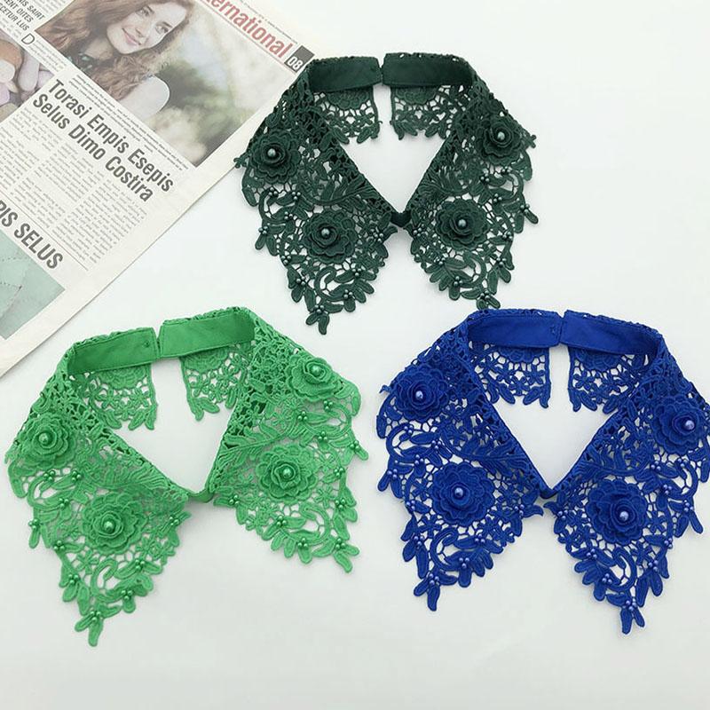 White Fake Collar for Women Shirt Blouse Necklace Candy Color False Collar Handmade Beads Detachable Sweater Collars Decor